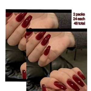 🤑3/$30 two packs Red Coffin Press On Nails Long Acrylic Fake Nails, Extra Long